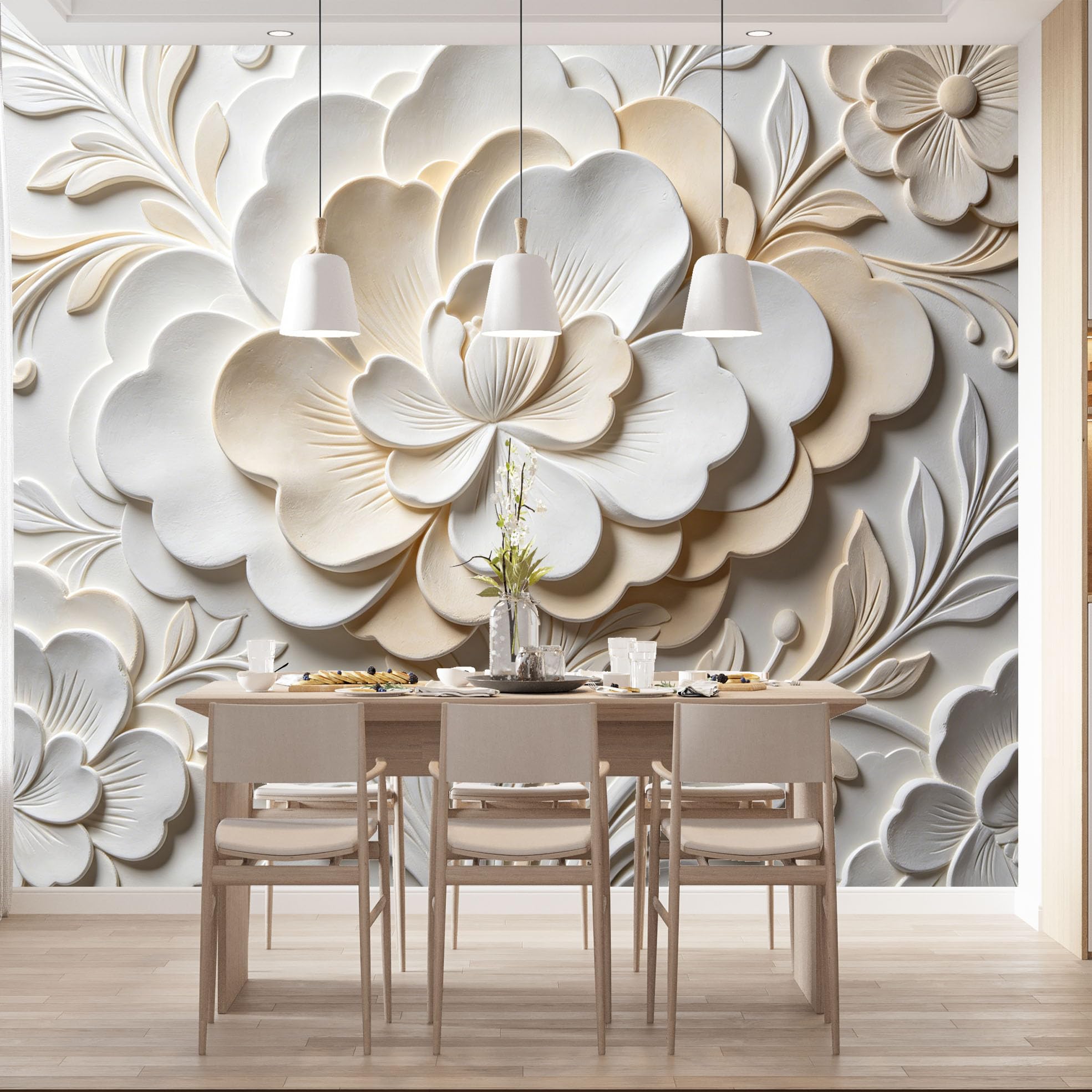 Papel Pintado Mural Gigante con Relieve De Yeso Falso 3D De 600 × 420 cm (Ancho X Alto). Papel Pintado Fotográfico No Tejido para Revestimiento De Paredes, Decoración De Paredes para Sala De Esta