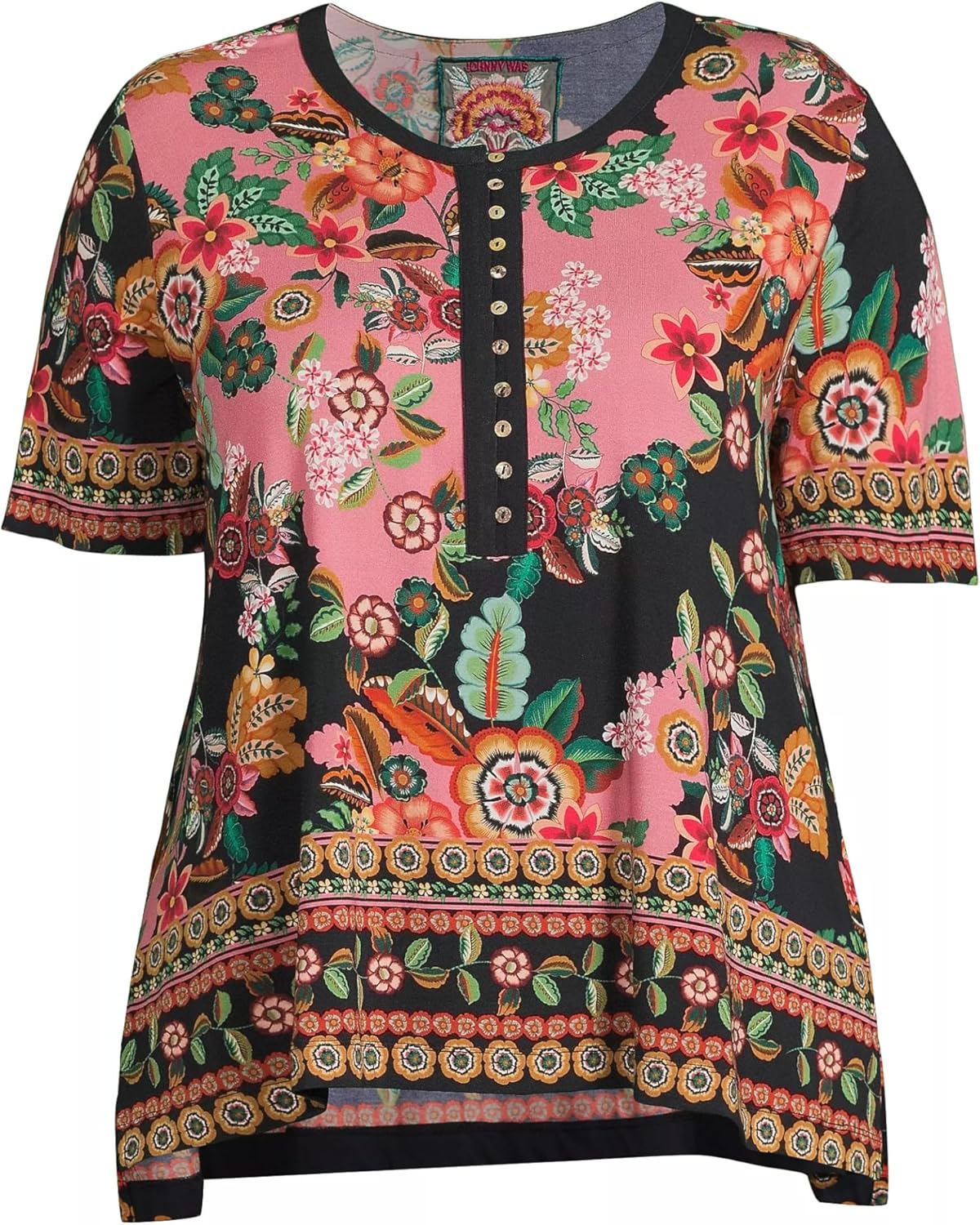 Johnny Was Women's Janie Favorite Knit Jersey Floral Print Crew Neck