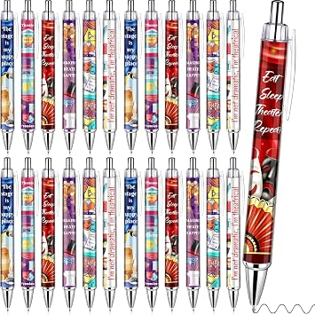 Feifeiya 24 Pack Musical Theater Gifts for Women Men, Ballpoint Pen Set with Quotes, Funny Theater Actor Gifts for Musical Broadway Theatre Lovers Friends, Actors