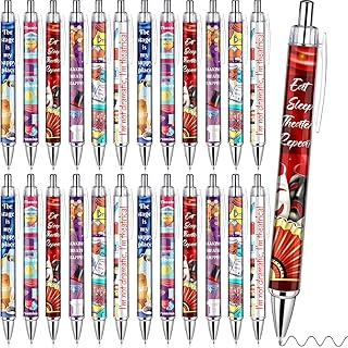 Feifeiya 24 Pack Musical Theater Gifts for Women Men, Ballpoint Pen Set with Quotes, Funny Theater Actor Gifts for Musical Broadway Theatre Lovers Friends, Actors