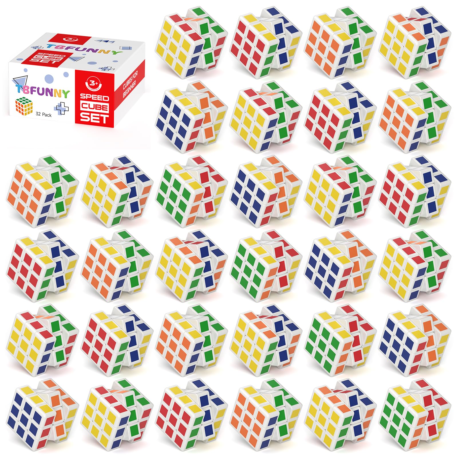 32 Pack Mini Cube Puzzle Party Favors for Kids, 1.18in 3x3x3 Magic Cube Toy for Student School Rewards Classroom Prize Goodie Bag Stuffers, Gift for Birthday Valentines Easter Christmas