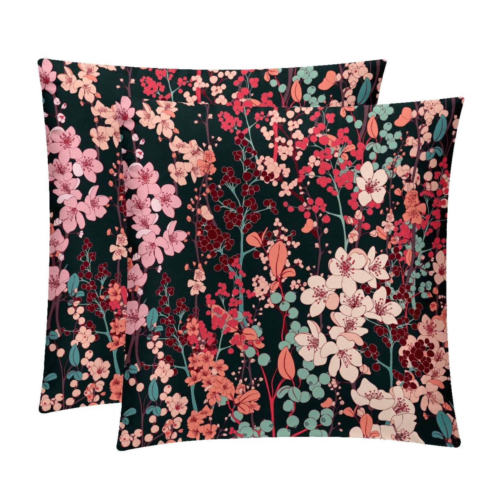 TDGKPZ Flowers Throw Pillow Covers 2 Pack Pillowcases Soft Cozy Pillow Cases For Couch Bed Sofa 45x45cm