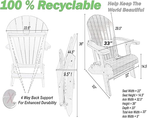Miniatura 3 de DURAWEATHER POLY - Silla Adirondack clásica plegable tamaño King