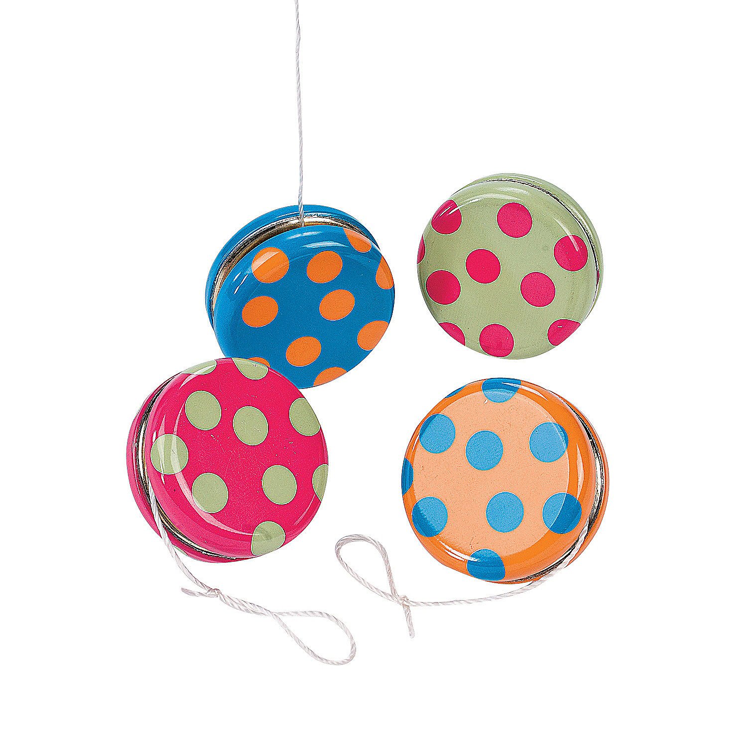 Fun Express - Bright Polka Dots Metal YO-Yos - Toys - Value Toys - Yo - Yos - 12 Pieces