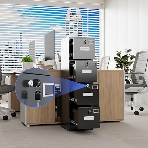 Vista 47 de SUXXAN Archivador de 4 cajones, gabinete de almacenamiento vertical de metal con cerradura, archivador vertical de acero para oficina y hogar