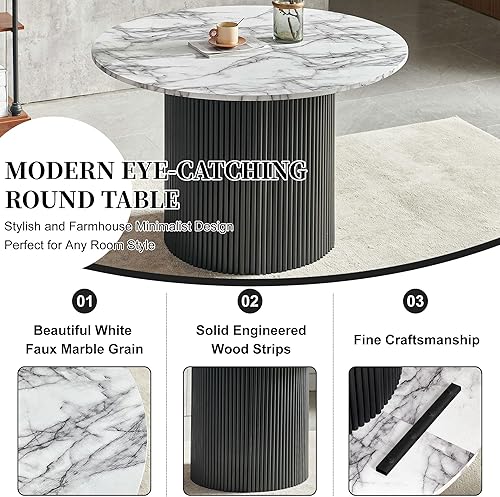 Miniatura 4 de Homedot Mesa de comedor de 49 pulgadas para 4-6 personas, moderna mesa de cocina de madera sintética, mesa de comedor de MDF con marco de metal para