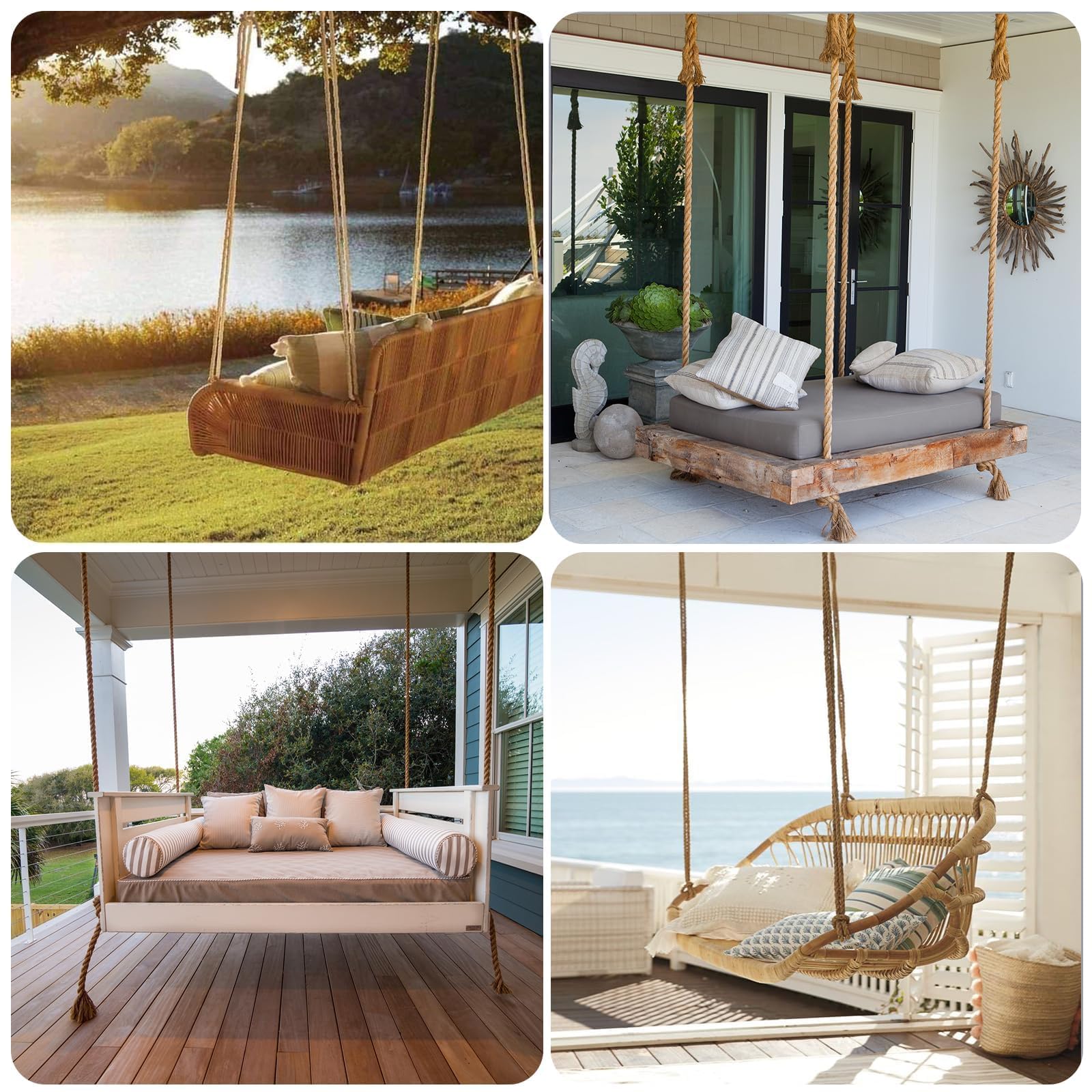 Cuerda de yute de 1 pulgada x 100 pies, cuerdas de manila trenzadas resistentes, cuerda de cáñamo natural gruesa para manualidades, decoración del hogar, jardinería, barandilla, tira y