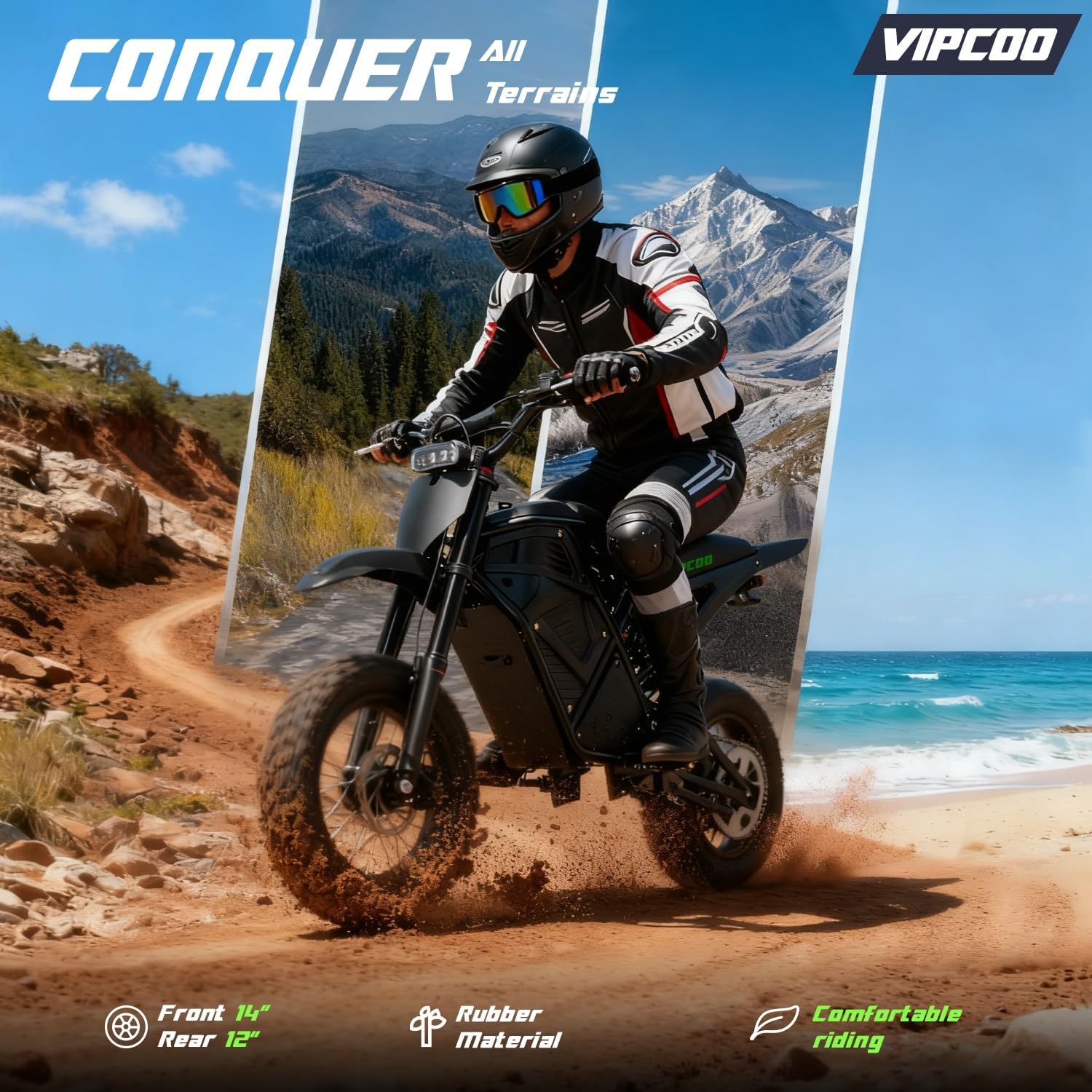H3 Electric Dirt Bike for Teens/adults,3500W High-power Motor Max Speed 40mph,48V 23.5Ah Battery 45miles Range,14“/12” All-terrain Pneumatic Tires,3 Gear Shifting Mountain Electric Dirt Motorcycle
