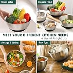 Mélanger des bols avec des lids hermétiques, 6 pièces en acier inoxydable métal Nesting Storage Bols par Umite Chef, Taille des semelles antidérapantes 7, 3.5, 2.5, 2.0,1.5, 1QT, Idéal pour le mélange & Servir(Noir)