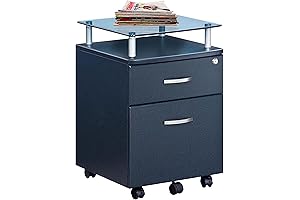 Techni Mobili Rolling File Cabinet with Glass Top