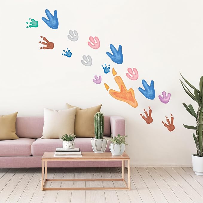 90 Piezas de Huellas de Dinosaurio en Acuarela Decoración para Pared miniatura 5
