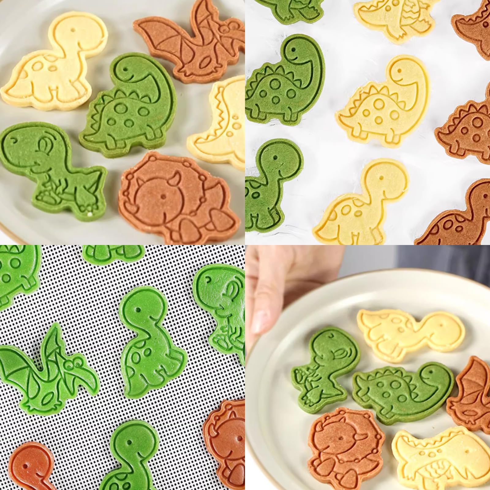 24 cortadores de galletas de dinosaurio con sellos de émbolo, diseño de época jurásica, moldes para galletas en relieve