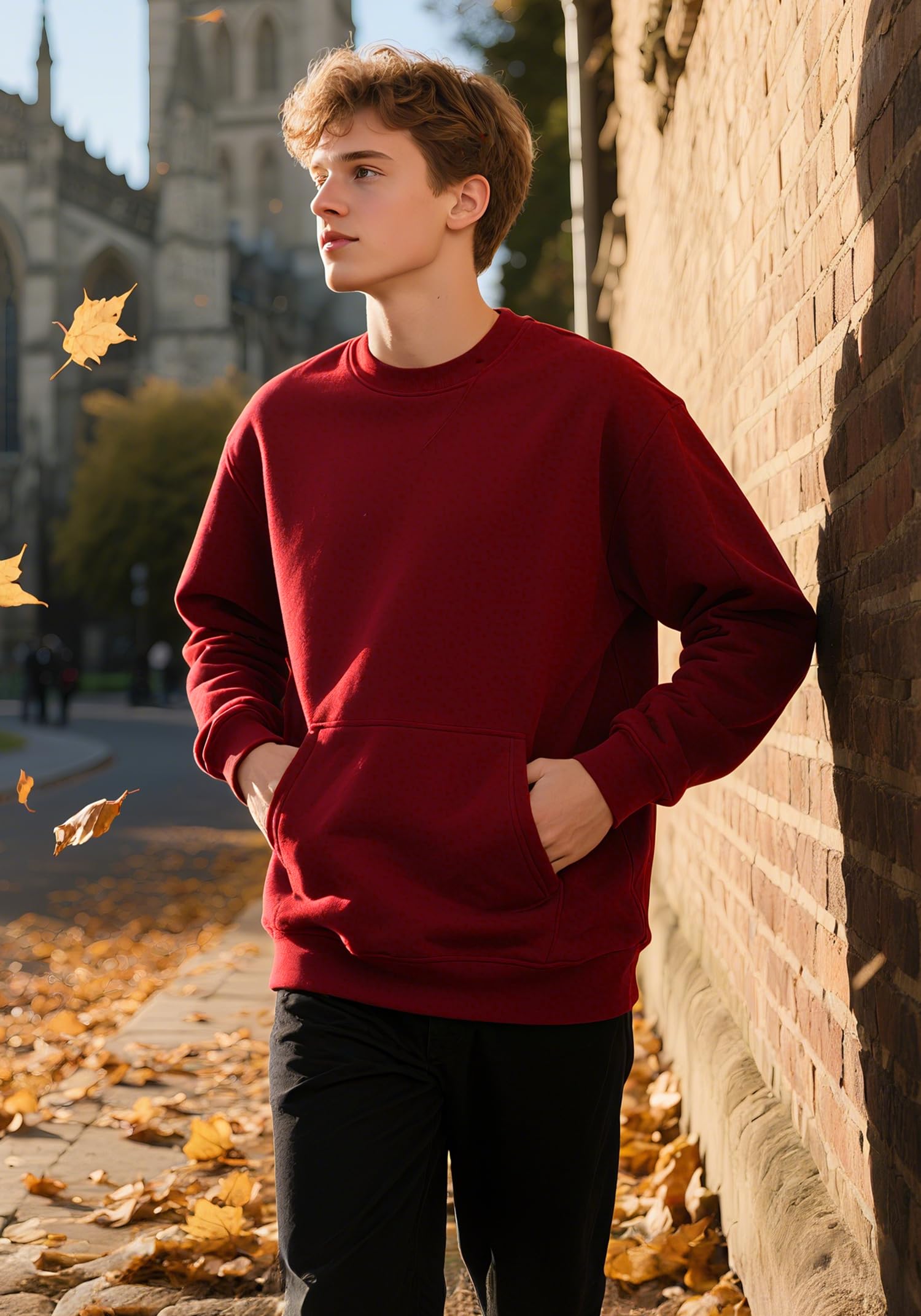 Peakwell Uomo Felpe Foderate Caldo Maglione Invernale Pullover Sweatshirt Termico in Pile con Tasca