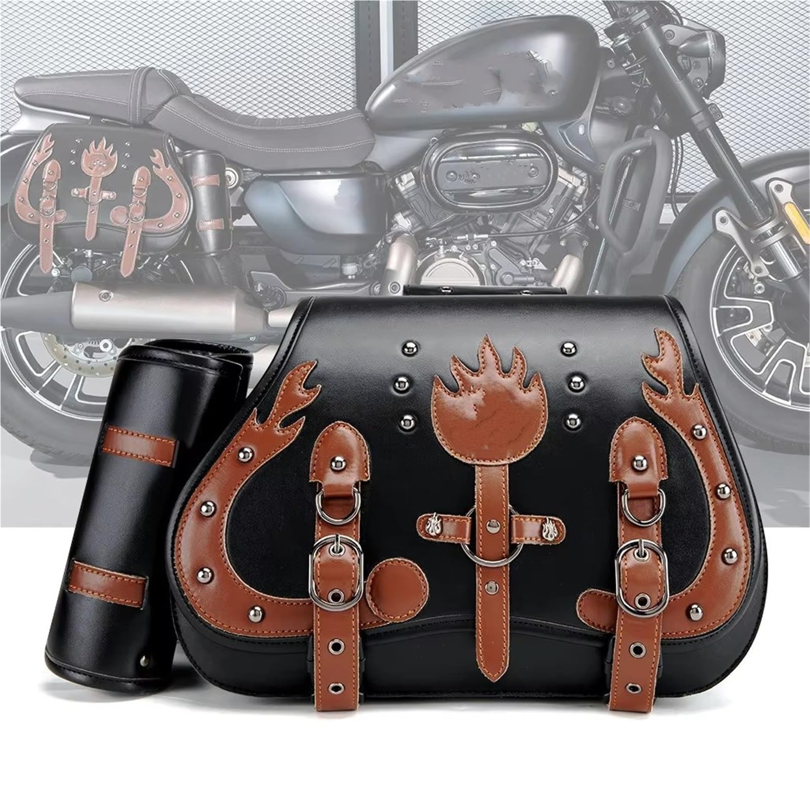 Moto Sacoche Selle Sacoche Latérale De Moto Rétro 2025 Suspendue Vintage Punk En Cuir PU Pour Selle Locomotive Pour Cruiser Pour BMW