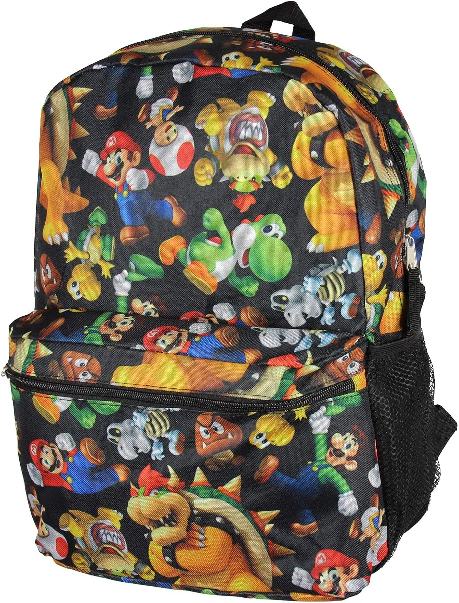 Mochila Super Mario Bros. Bolsa de 16" con estampado integral de personajes