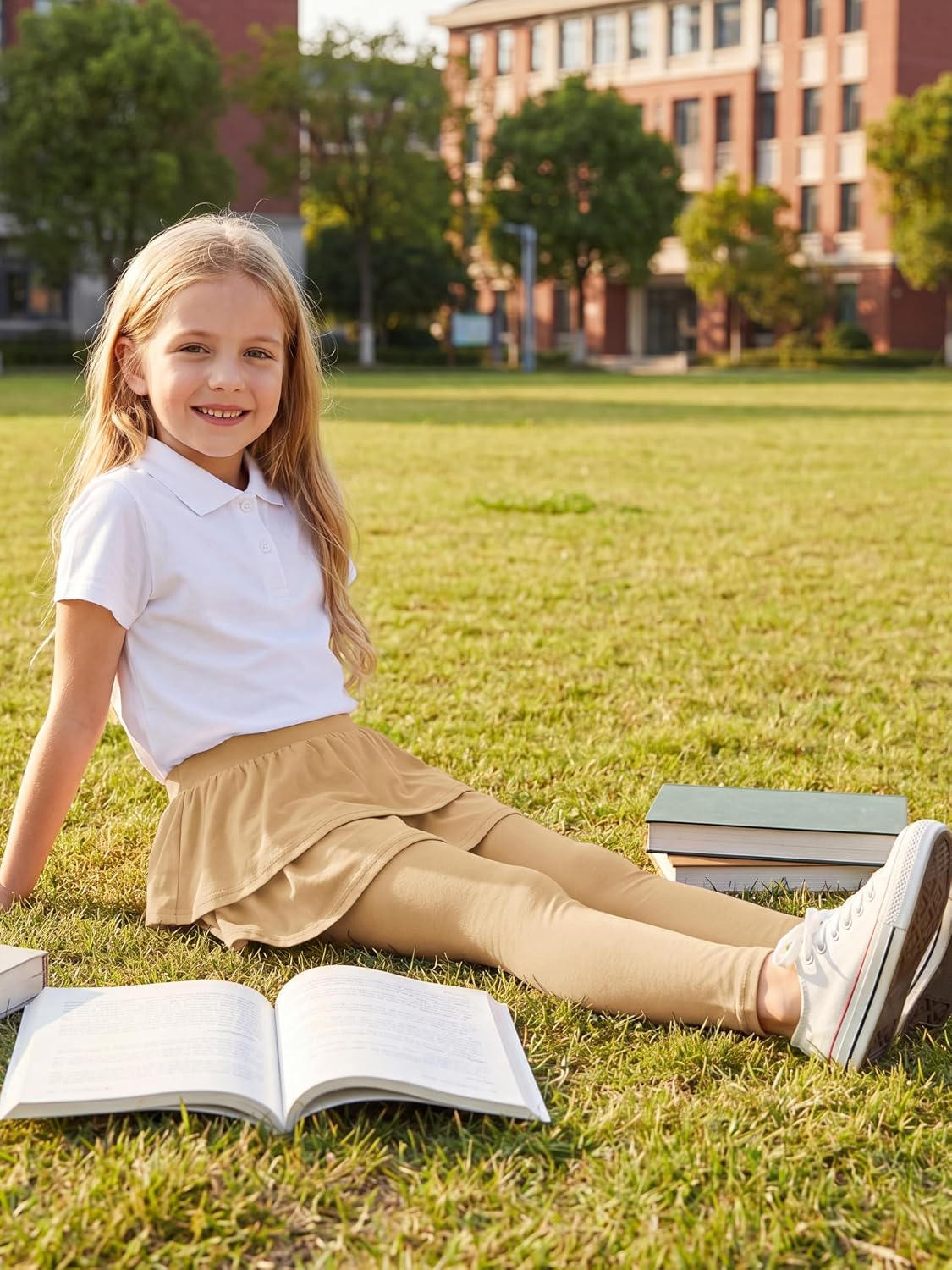 Resinta 3 Pack Girls School Uniform Pants Girls Leggings with Skirt Winter Warm Leggings 4-14 Years