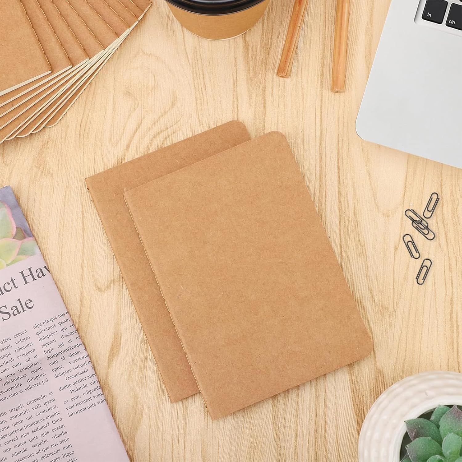 Notizheft A6 Dotted - 48 Stück Notebooks Set Gepunktet 5mm - 60 Seiten Notizbuch A6 10x14cm Braun Softcover Field Notes - 100g Papier Heft Block Punkte Kraft Notizblock