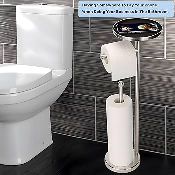 トイレ収納 Toilet paper holder Amazon.com: VOLDRA Toilet Paper Holder with Shelf Adhesive