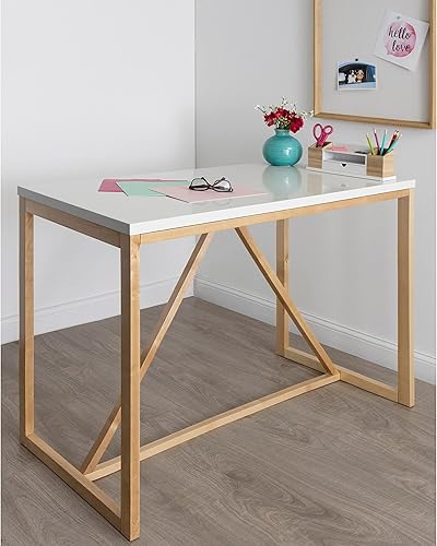 Miniatura 5 de Kate and Laurel Kaya - Mesa de madera para pub 48 x 24 x 36 pulgadas color marrón rústico y negro elegante mesa de bar para servir y exhibir