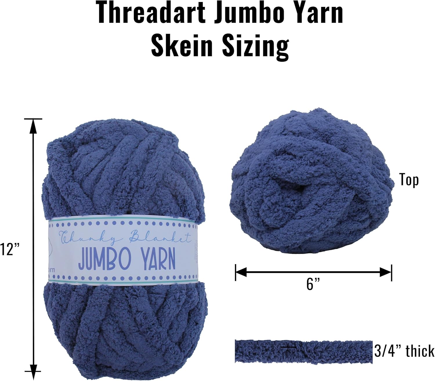 ThreadArt Chunky Chenille Yarn for Hand Knitting – Jumbo Blanket Yarn, Soft Thick Polyester Chenille for Arm Knitting, DIY Throws, Pillows & Pet Beds – 26–27 Yards, 8 oz - Royal Blue