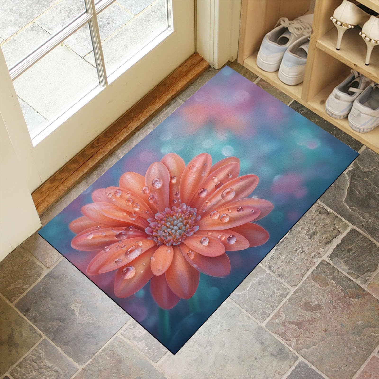 Tapis d'entrée intérieur lavable 60x90 cm anti-glisse idéal contre les sols humides et froids