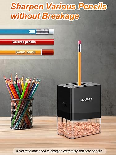 Miniatura 6 de AFMAT PSA8 - Sacapuntas eléctrico totalmente automático, sacapuntas de colores pequeños, sacapuntas manos libres para lápices de 0.315 in, bueno