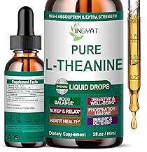 L Theanine Liquid Drops, Pure L-Theanine 400mg for Adults and Kids, Organic High Absorption L Theanine Supplement, Natural Focus Supplement, Non-GMO | Gluten Free | 30 Servings