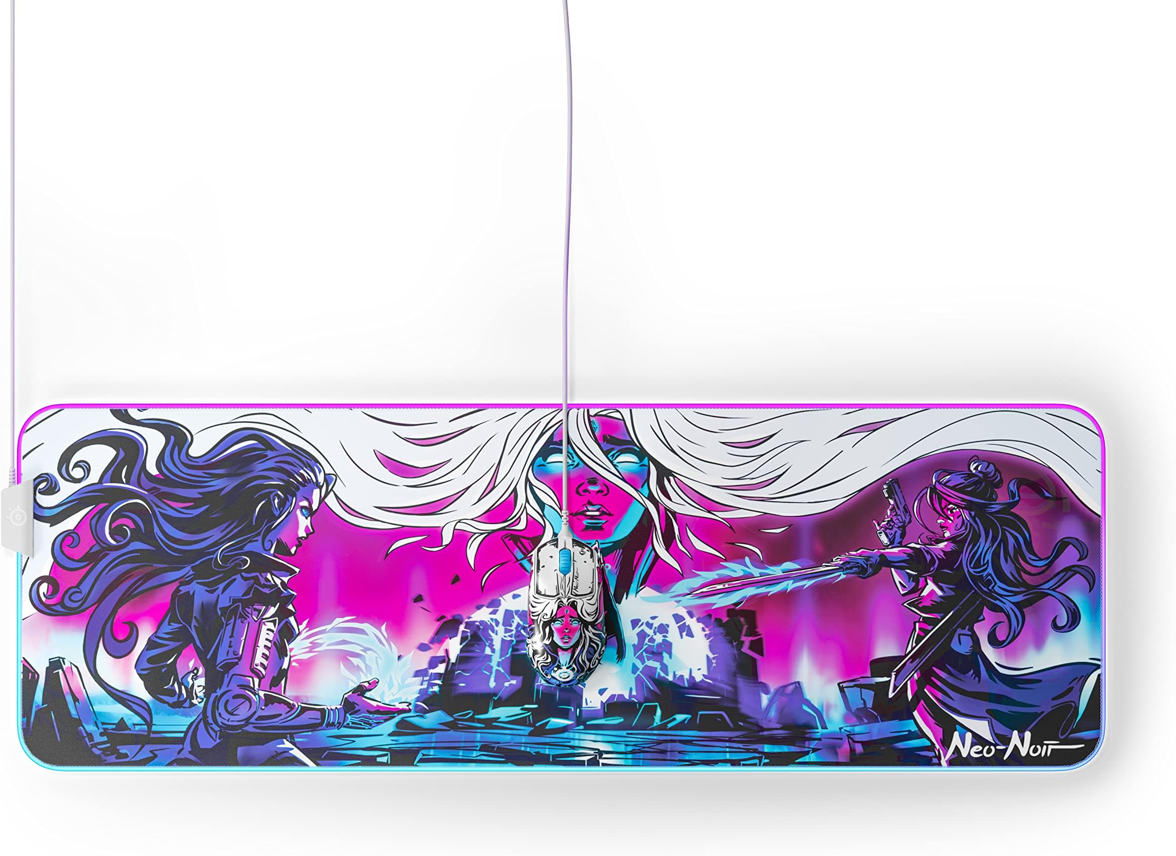 SteelSeries63799 QcK Prism Gaming Mouse Pad - 2-Zone RGB Illumination - Real-time Event Lighting - Optimized for Gaming Sensors - Size XL - Neo Noir