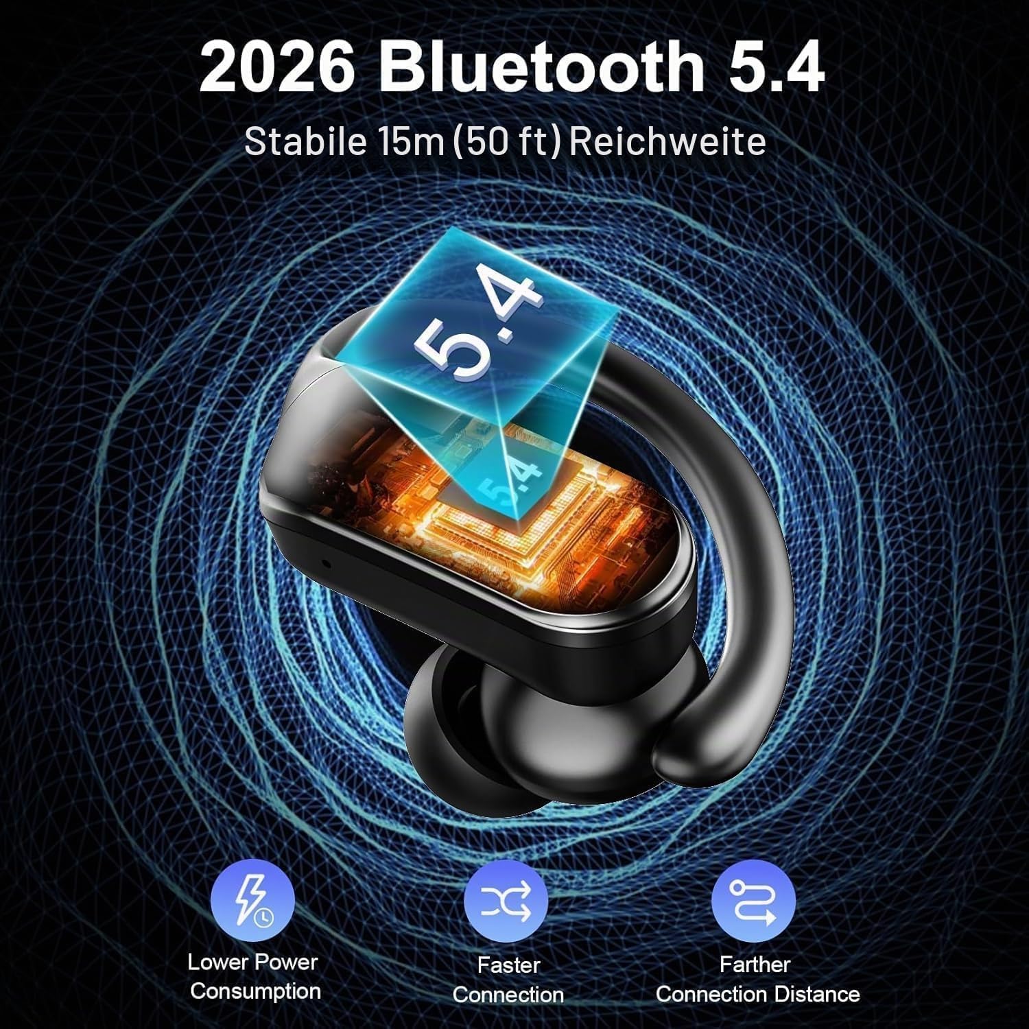 Ordtop Cuffie Bluetooth sportive, 70 ore, Bluetooth 5.4, HiFi stereo