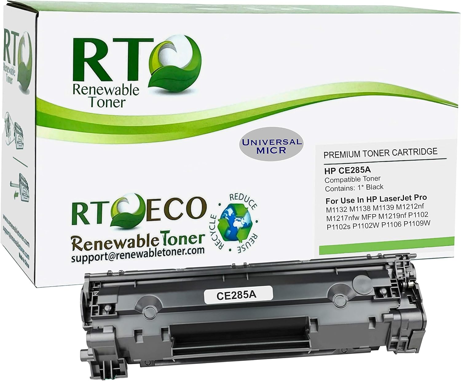 Amazon.com: Renewable Toner Cartucho de tóner compatible universal MICR  para impresoras láser HP CE285A 85A M1132 M1138 M1139 M1212 M1217 MFP M1219  P1102 P1106 P1109 : Productos de Oficina
