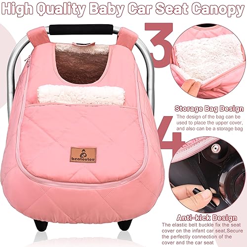 Miniatura 4 de Funda de asiento de automóvil de invierno para bebé, toldo impermeable de invierno para niñas, clima frío, fundas de asiento de automóvil cálidas