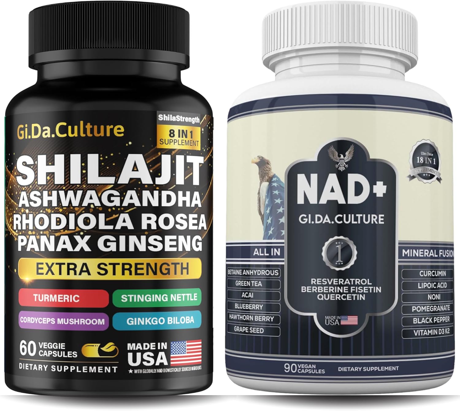 Shilajit Capsules + NAD+ Supplement – Cellular Energy, Brain Fog Support, Focus, Anti-Aging, Mitochondrial Health for Men & Women
