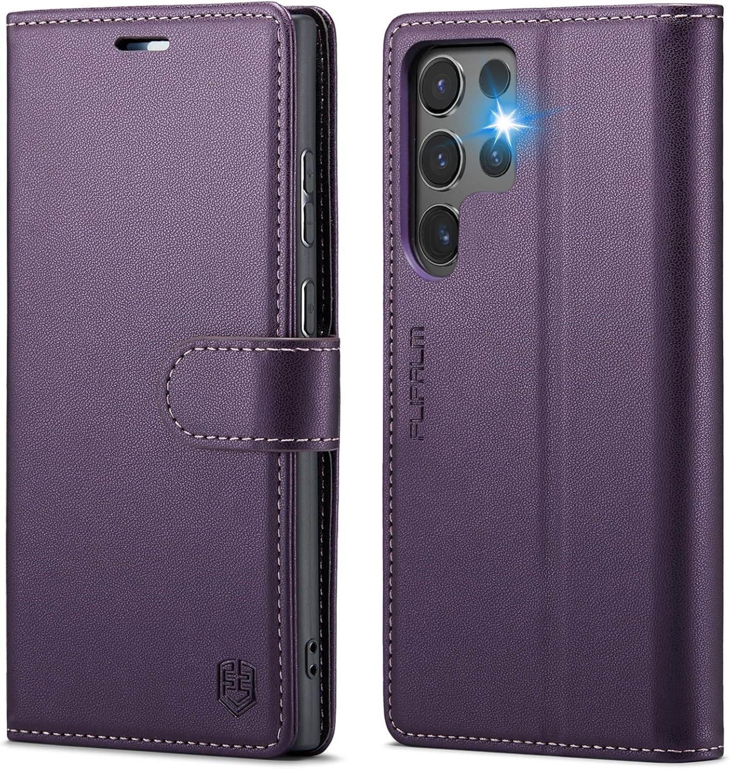 Wallet Case for Samsung Galaxy S25 Ultra, RFID Blocking Credit Card Holder, PU Leather Folio Flip Kickstand Protective Shockproof Cover for Galaxy S25 Ultra (Purple)