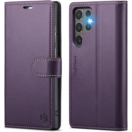 Wallet Case for Samsung Galaxy S25 Ultra, RFID Blocking Credit Card Holder, PU Leather Folio Flip Kickstand Protective Shockproof Cover for Galaxy S25 Ultra (Purple)