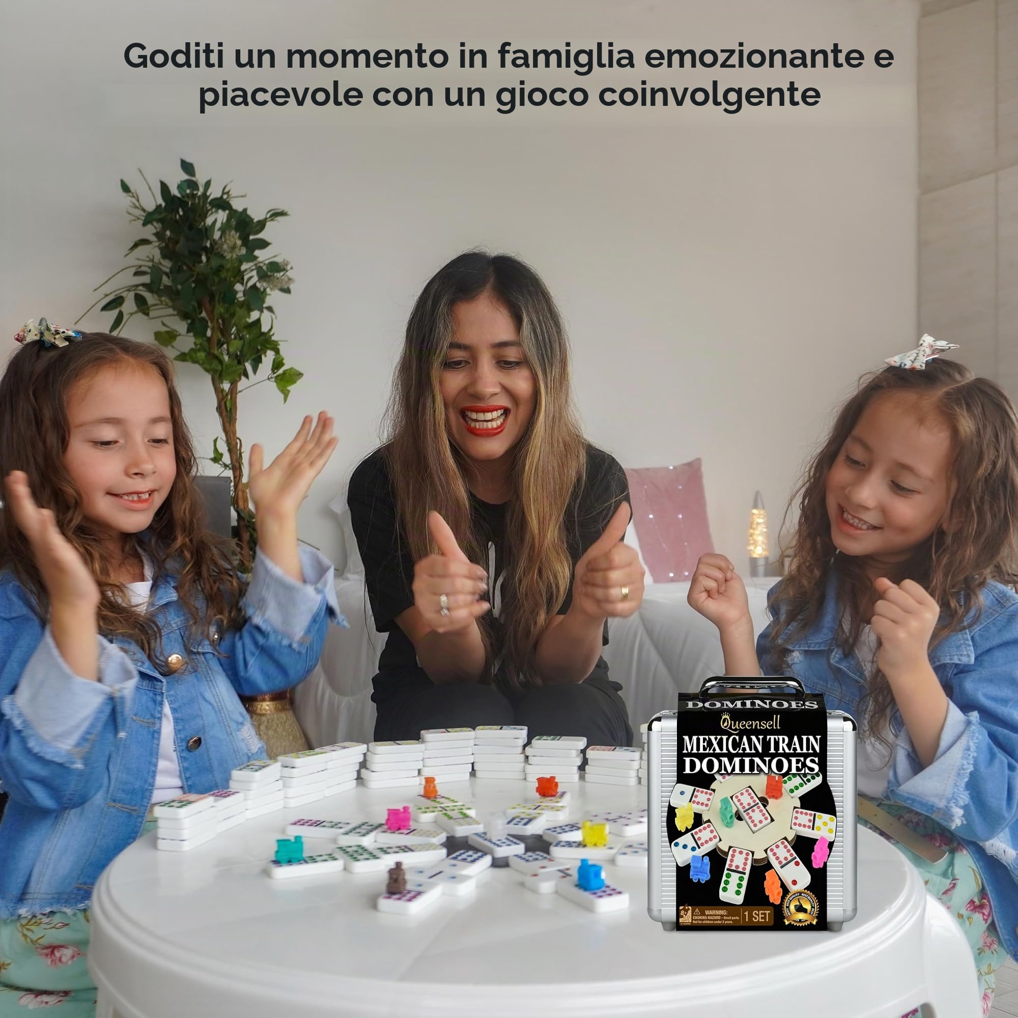 Queensell Gioco di domino da treno messicano per adulti – Gioco di domino classico – Doppio 12 domino – Gioco di domino 91 piastrelle in alluminio
