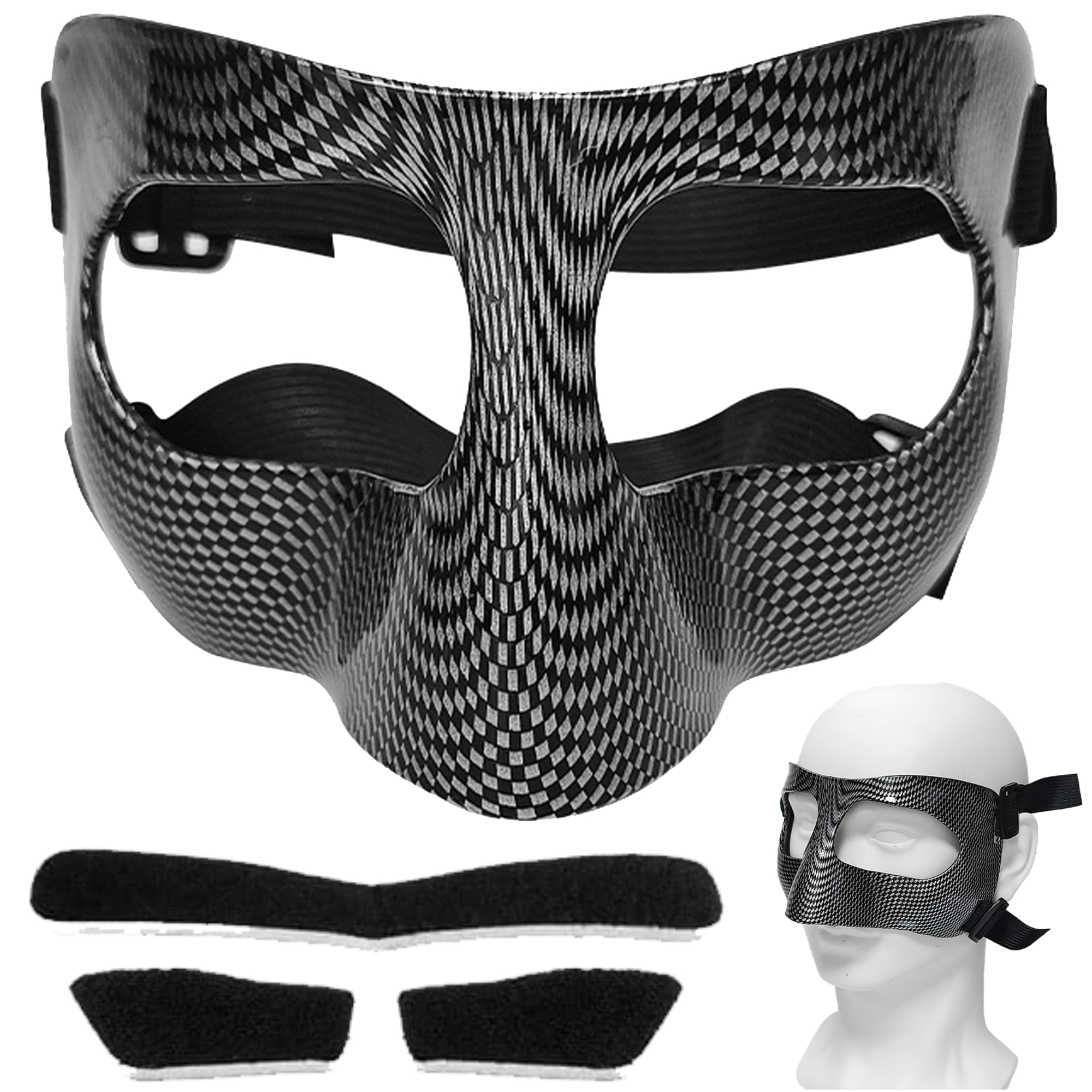 Visiera Protettiva per Naso Resistente Agli Urti, Protezione per Naso per Naso Rotto, Maschere Protettive con Imbottitura, Protezione viso Regolabile Adatto agli Adolescenti per Softball Basket