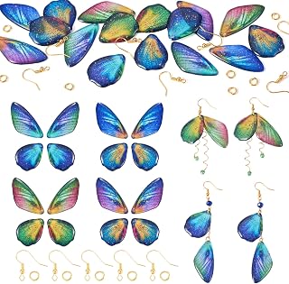 Resin Butterfly Wing Charms,Assorted Fairy Wing Charms Cute Animal Wings Pendants with Brass Earring Hooks and Jump Rings for Jewelry Making Women Earring Necklace Bracelet Crafts