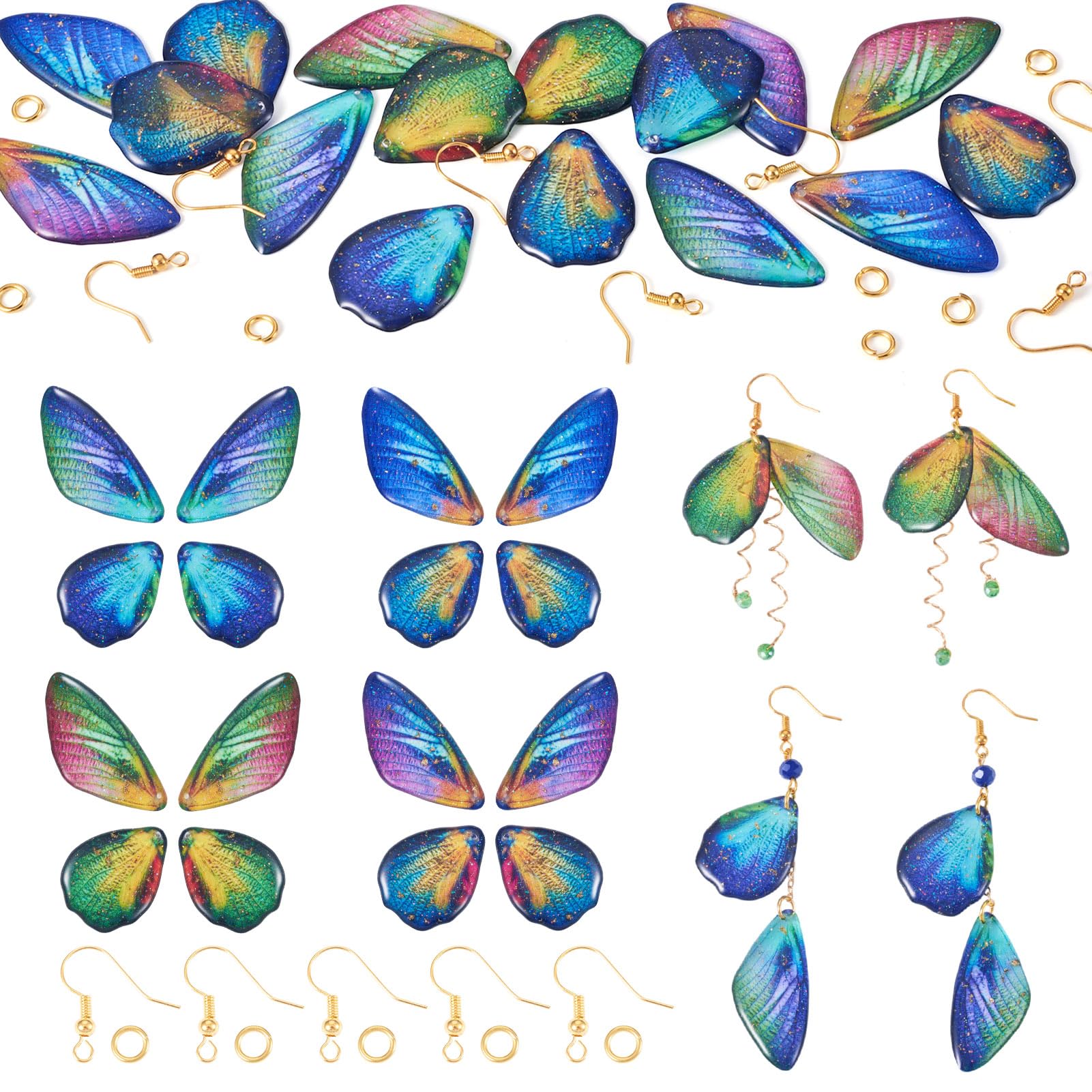Spritewelry Resin Wing Charms Insect Dragonfly Feather Dangle Charms Butterfly Wing Dangle Pendants Earring Jewelry Kits with Hooks & Jump Rings for Jewelry Making โ image 1