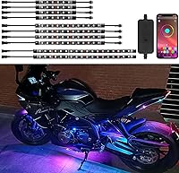 Vista 1 de 10 piezas de kit de luces LED de bajo de motocicleta, tiras de luces LED RGB, kit de luces LED de bajo de motocicleta con control de APP para Harley