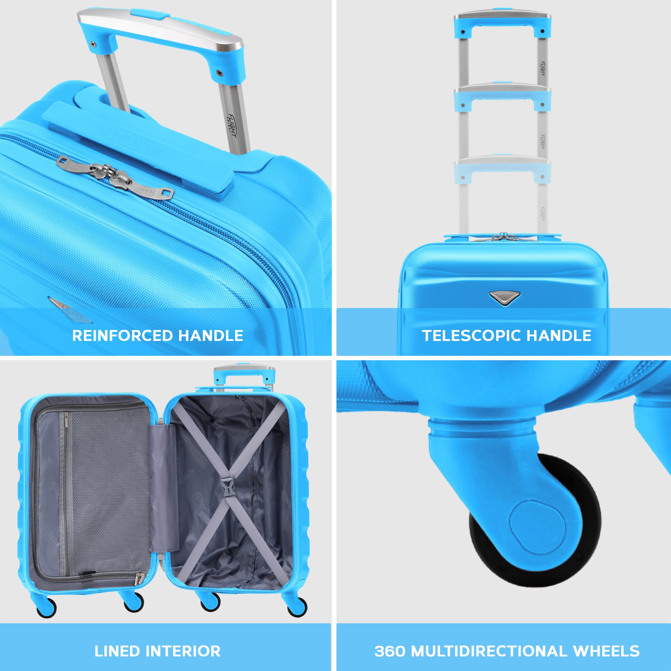 Flight Knight Cabin Suitcase 55x40x20 Ryanair Priority, EasyJet, Jet2 Lightweight Small Durable 4-Wheel Cabin Case, Carry-On for Over 60 Airlines, Hard Shell, 10kg Hand Luggage Bag (55 x 40 x 20 cm)