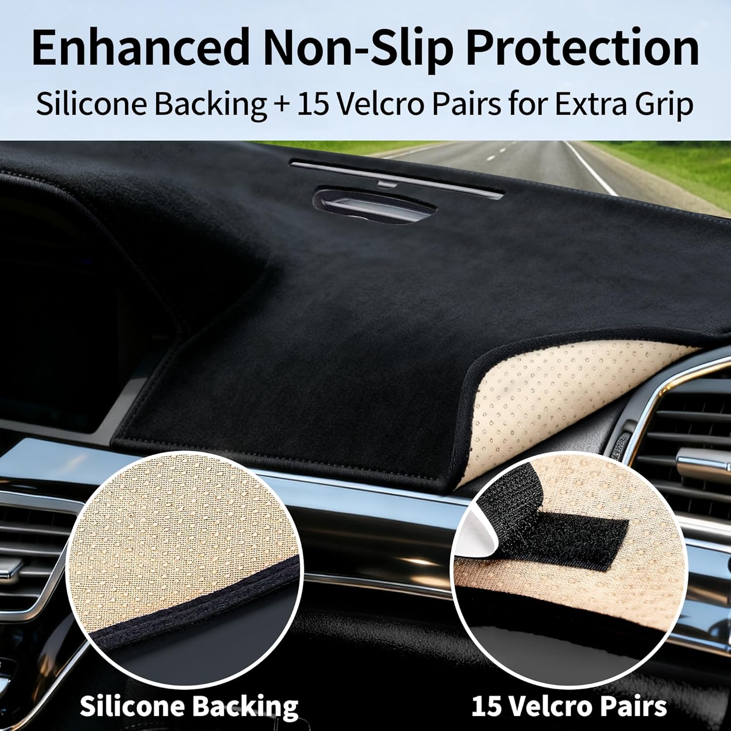 Dash Cover Fit for 2019-2021 Chevy Silverado/GMC Sierra 1500 2500HD 3500HD, Dashboard Cover Sun Shade Pad Custom Fit Dash Mat Protects Dashboard from UV, Cracks & Fading, Black