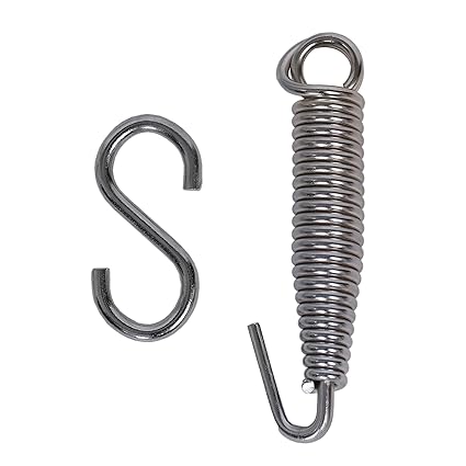 curio centre Metal Hammock Swing Chair Spring & S Hook Hold up to 150 Kg, Heavy-Duty, Chrome Plated Accessories for Porch Swing, Hammock, Punching Bag