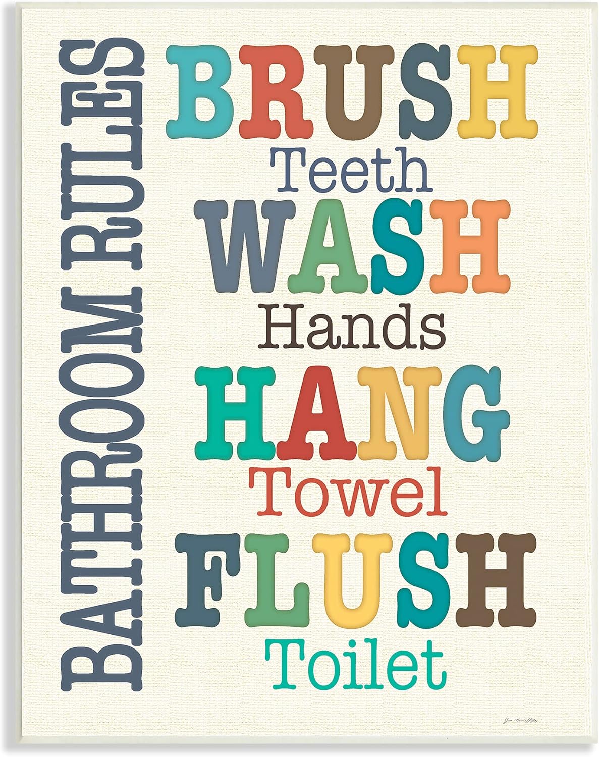 Stupell Industries Bathroom Rules Typog Canvas Wall Art, 36x48, Multi-Color