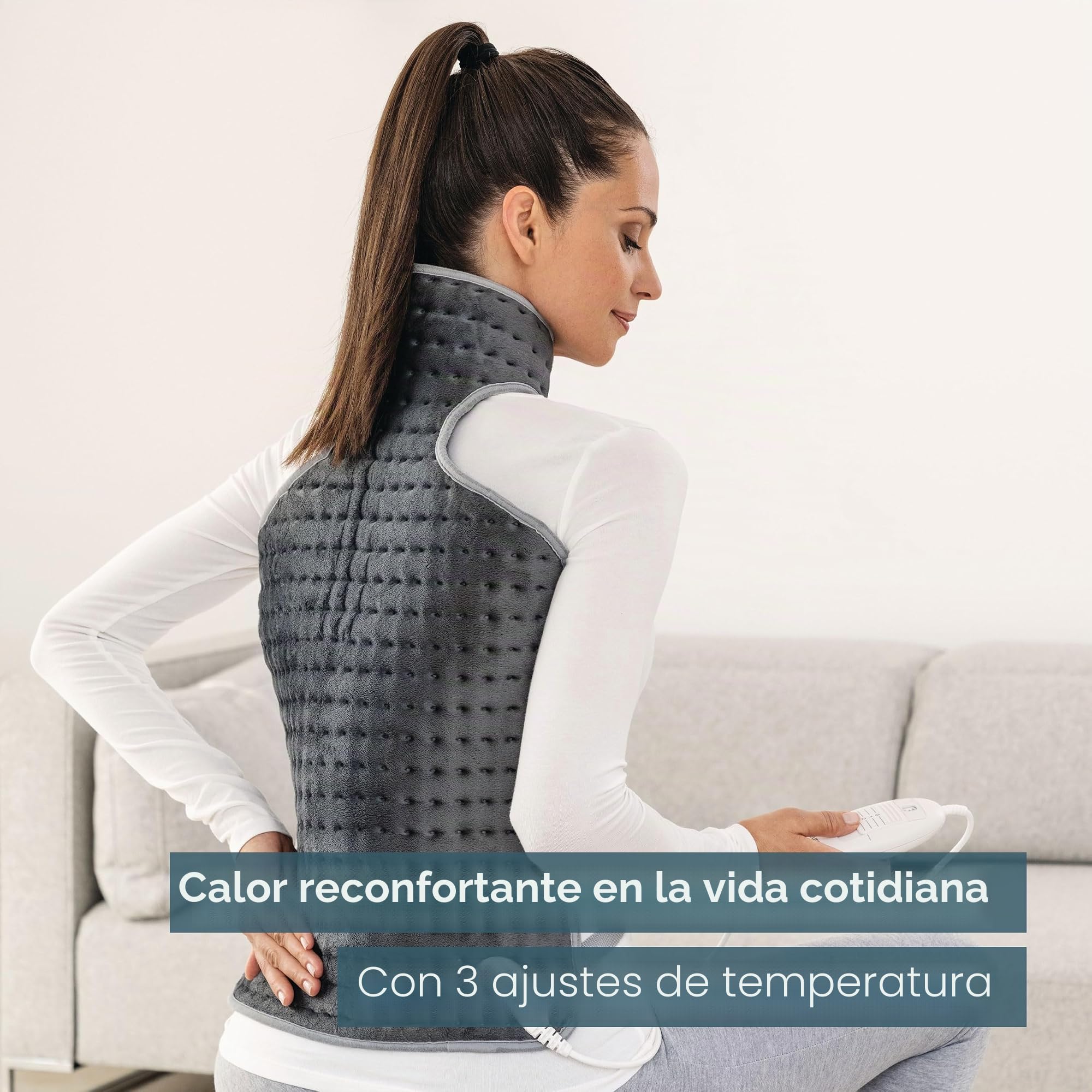 Beurer HK53 - Almohadilla térmica para cuello y espalda y almohadilla térmica HK Comfort, almohadilla de calor eléctrica para relajación, 3 ajustes de temperatura regulados electrónicamente, lavable a