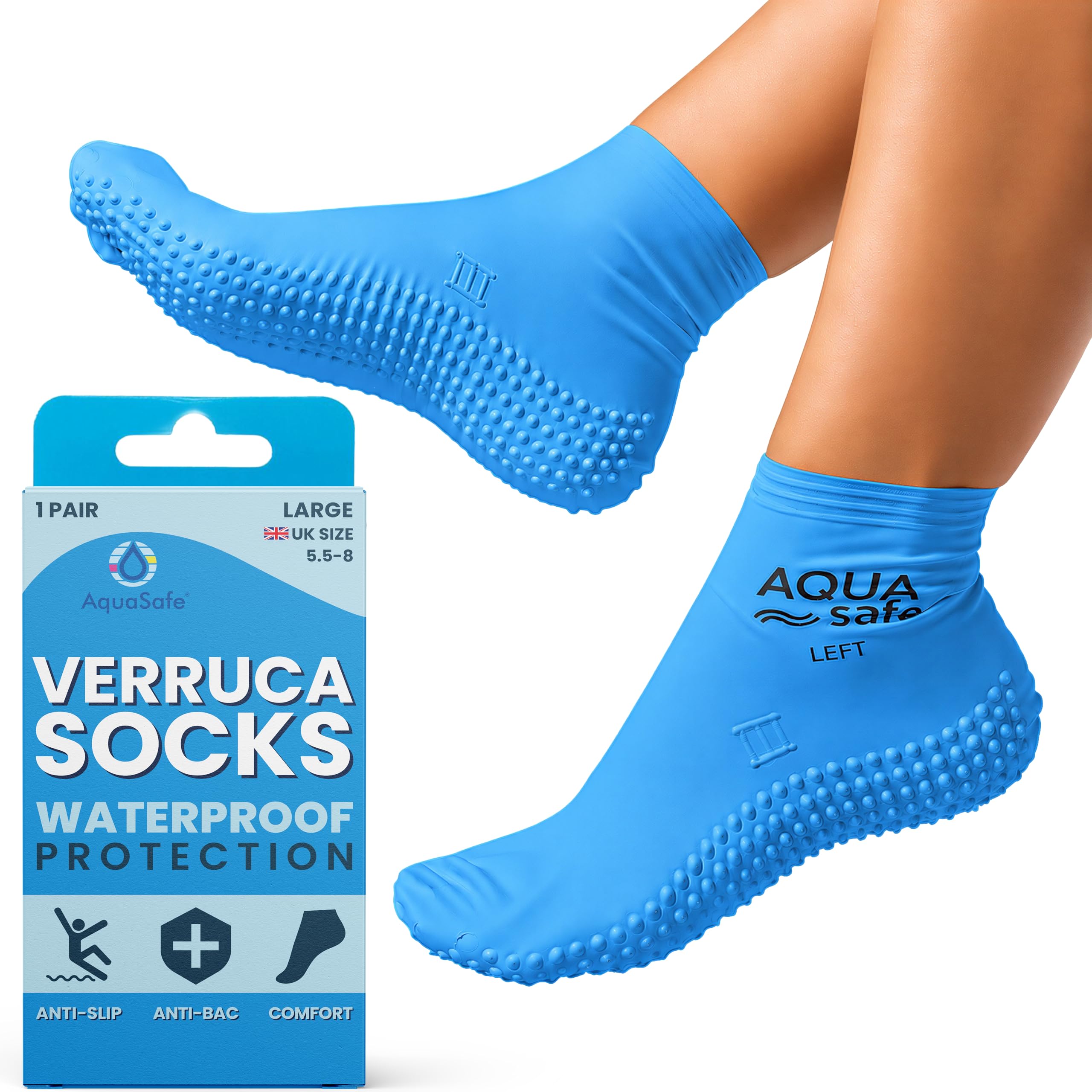 Aquasafe Guardsocks Kids Waterproof Verruca Socks โ 100% Latex Swim Socks โ Non-Slip Beach Shoes for Hygiene & Pool Safety โ Protective Socks for Swimming