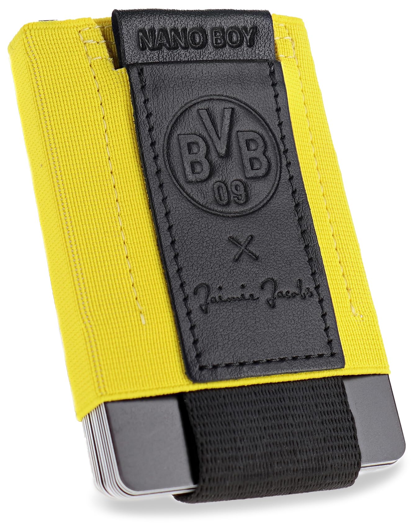 Jaimie Jacobs Borussia Dortmund X Nano Boy Mini Wallet BVB Fanartikel kleine Geldbörse aus Textil, Kartenetui für Herren und Damen (BVB Schwarzgelb)