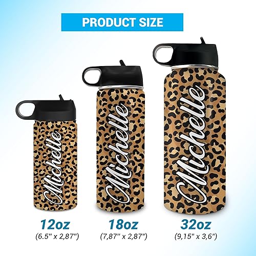 Miniatura 3 de Hyturtle Regalo personalizado para los amantes de los leopardos, cumpleaños, Navidad, botella de agua de acero inoxidable con nombre personalizado,