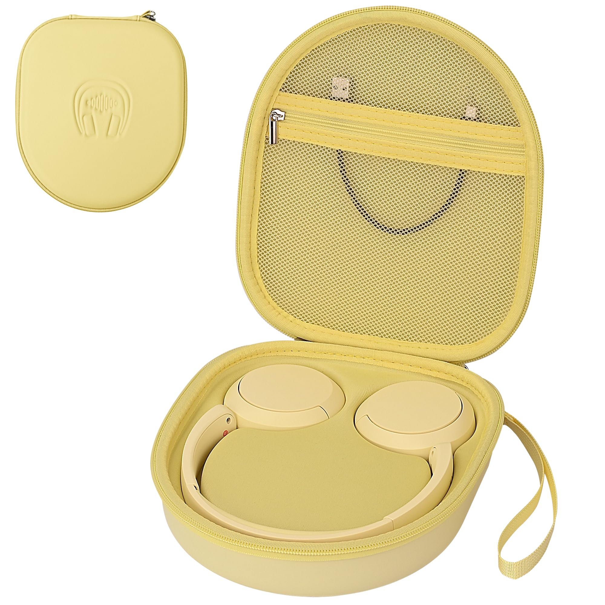 Custodia per cuffie wireless Sony WH-CH520, custodia protettiva rigida in EVA con tasca in rete e cavo di archiviazione (giallo)