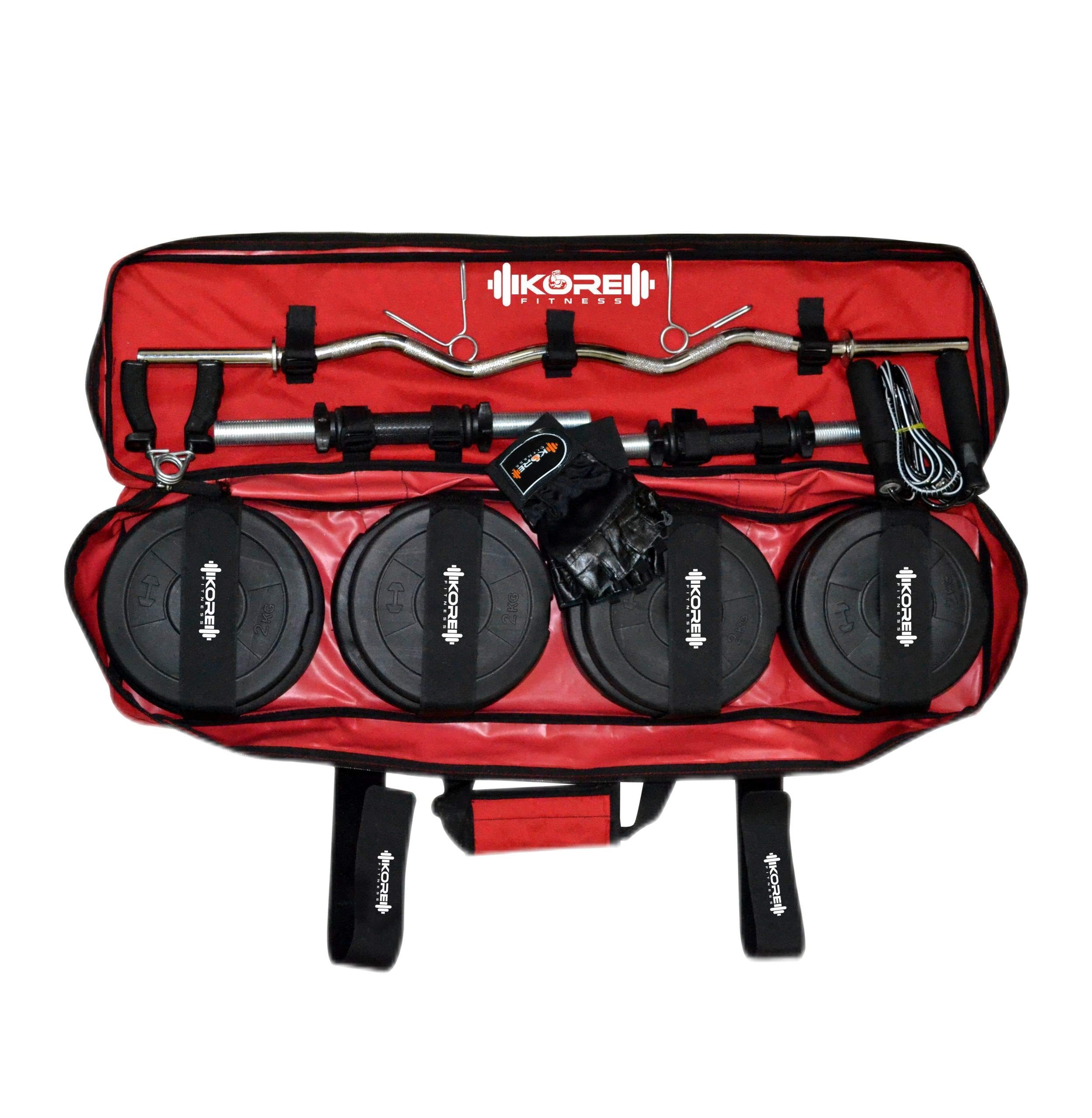 Kore Portable 20KG Combo 3 for Home, Office and Travel with PVC Weight Plates Home Gym Kit