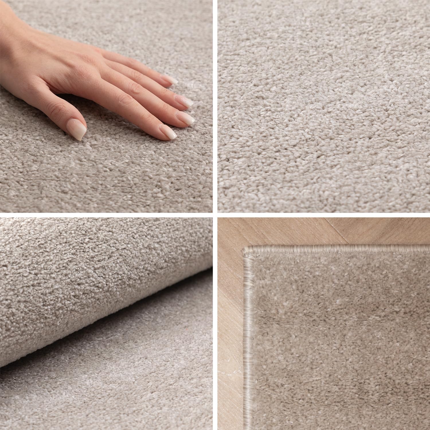 Carpettex Wohnzimmer Teppich Kurzflor Modern Einfarbig 200 x 290 cm Creme - Küchenteppich Waschbar Extra Weich Flauschig - Schlafzimmer Kinderzimmer Esszimmer Flur